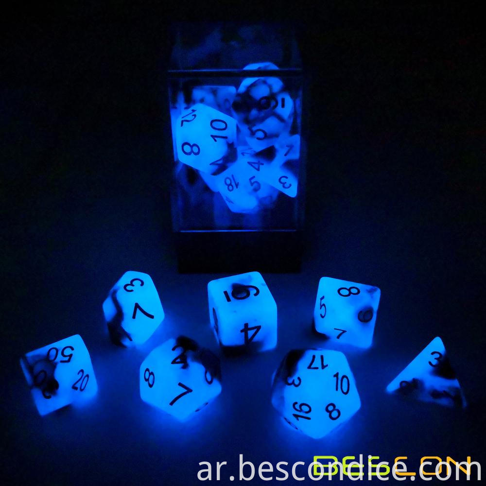 Blue Dawn Glow In The Dark Dnd Dice Set 4